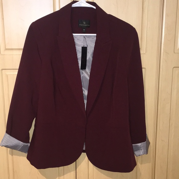 Worthington Jackets & Blazers - NWT Worthington 0X maroon rolled sleeve blazer